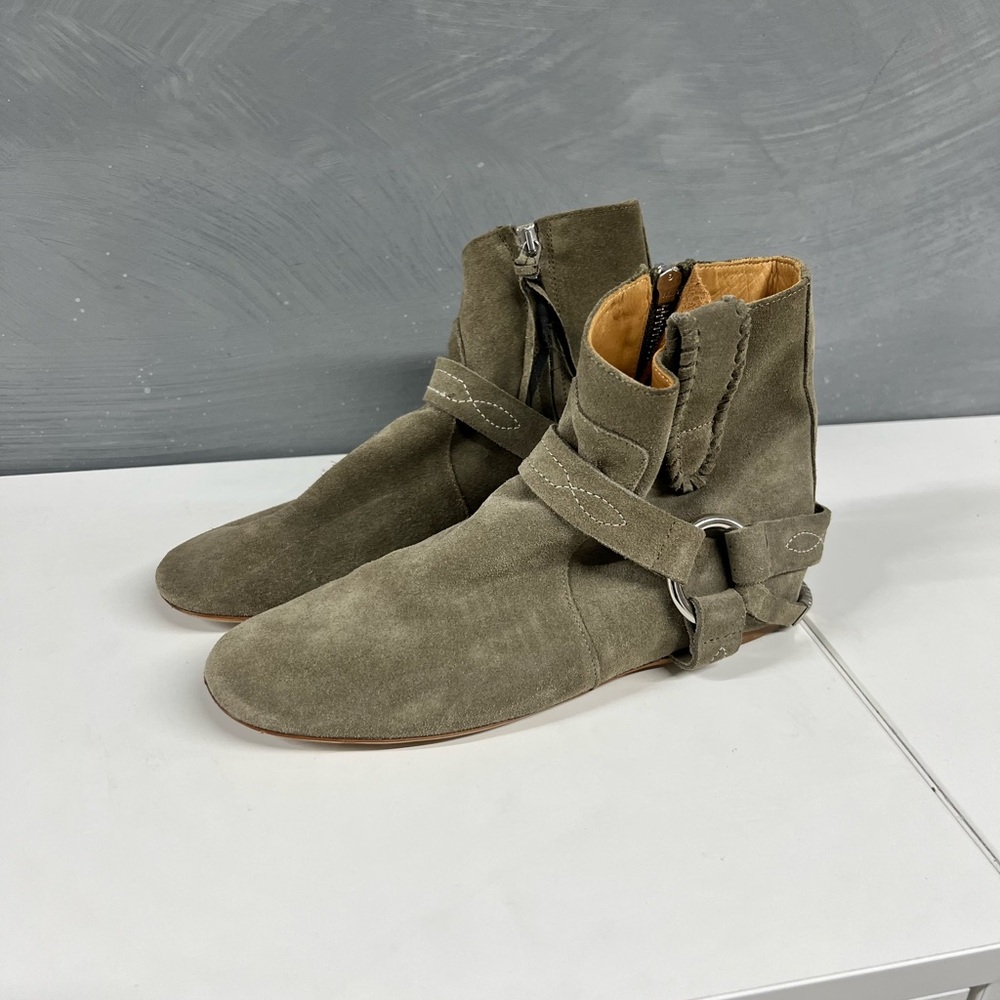 Isabel Marant Green Suede Ankle Boots